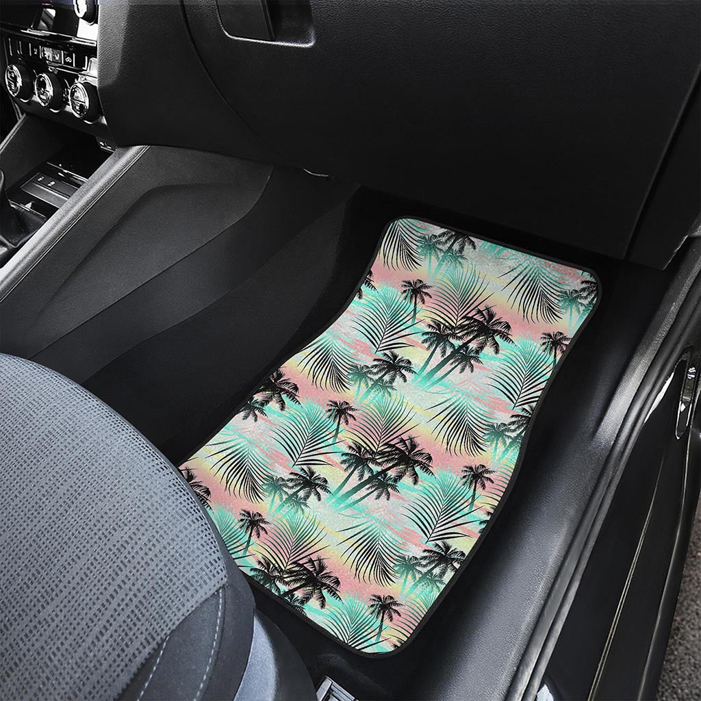 Pastel Palm Tree Pattern Print Front Car Floor Mats