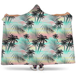 Pastel Palm Tree Pattern Print Hooded Blanket