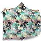 Pastel Palm Tree Pattern Print Hooded Blanket