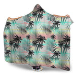 Pastel Palm Tree Pattern Print Hooded Blanket
