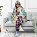 Pastel Palm Tree Pattern Print Hooded Blanket