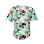 Pastel Palm Tree Pattern Print Men's Baseball Jersey