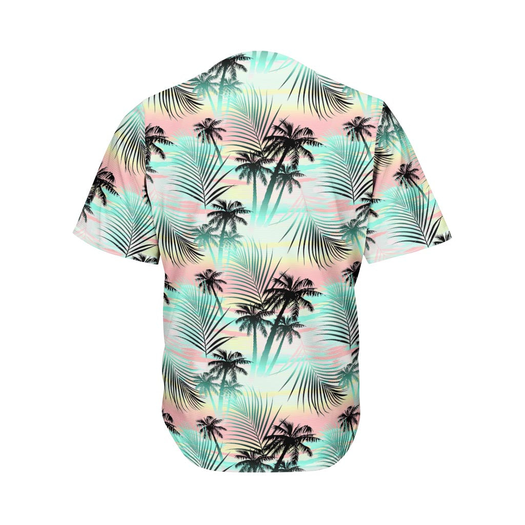 Pastel Palm Tree Pattern Print Men's Baseball Jersey