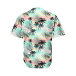 Pastel Palm Tree Pattern Print Men's Baseball Jersey