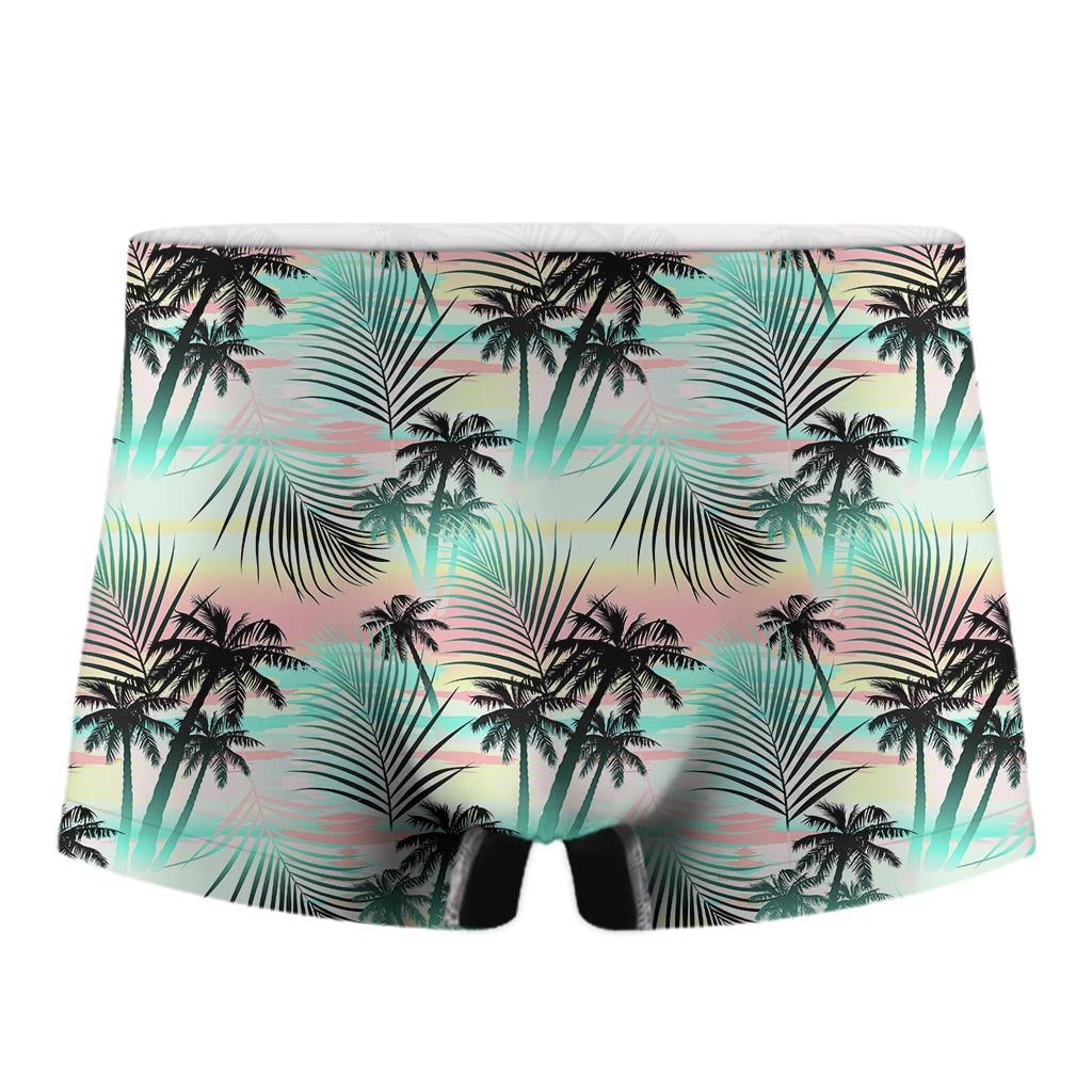 Pastel Palm Tree Pattern Print Men's Boxer Briefs