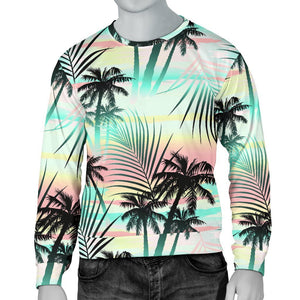 Pastel Palm Tree Pattern Print Men's Crewneck Sweatshirt GearFrost