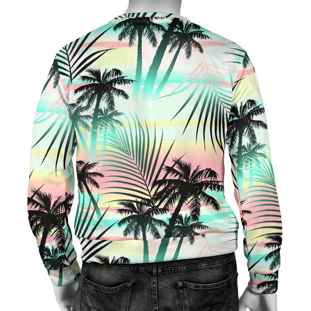 Pastel Palm Tree Pattern Print Men's Crewneck Sweatshirt GearFrost