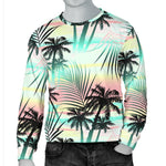 Pastel Palm Tree Pattern Print Men's Crewneck Sweatshirt GearFrost