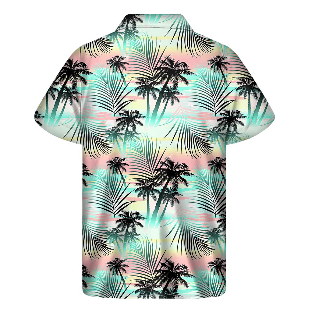 Pastel Palm Tree Pattern Print Men's Short Sleeve Shirt