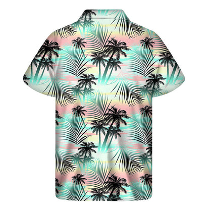 Pastel Palm Tree Pattern Print Men's Short Sleeve Shirt