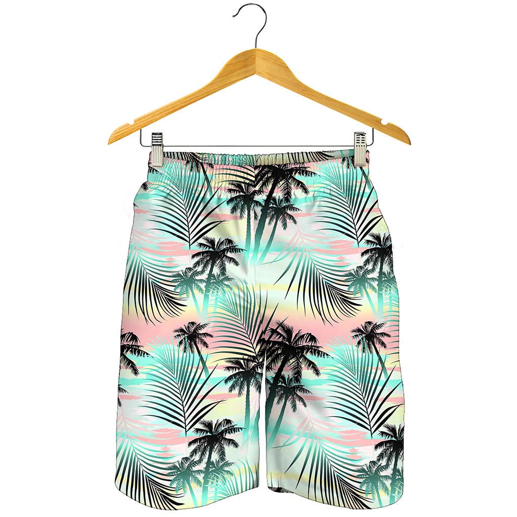Pastel Palm Tree Pattern Print Men's Shorts