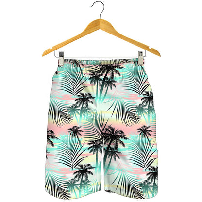 Pastel Palm Tree Pattern Print Men's Shorts