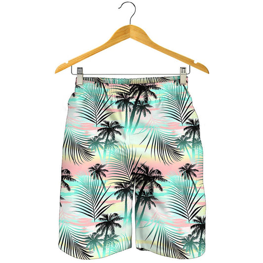 Pastel Palm Tree Pattern Print Men's Shorts