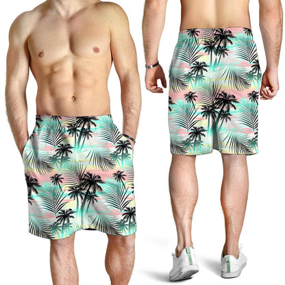 Pastel Palm Tree Pattern Print Men's Shorts