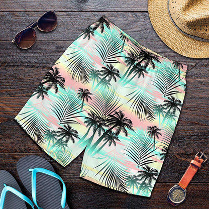 Pastel Palm Tree Pattern Print Men's Shorts