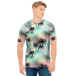 Pastel Palm Tree Pattern Print Men's T-Shirt
