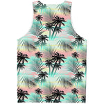 Pastel Palm Tree Pattern Print Men's Tank Top