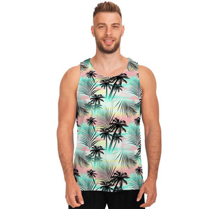 Pastel Palm Tree Pattern Print Men's Tank Top