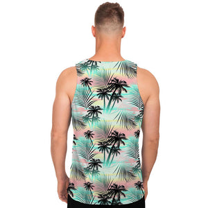 Pastel Palm Tree Pattern Print Men's Tank Top