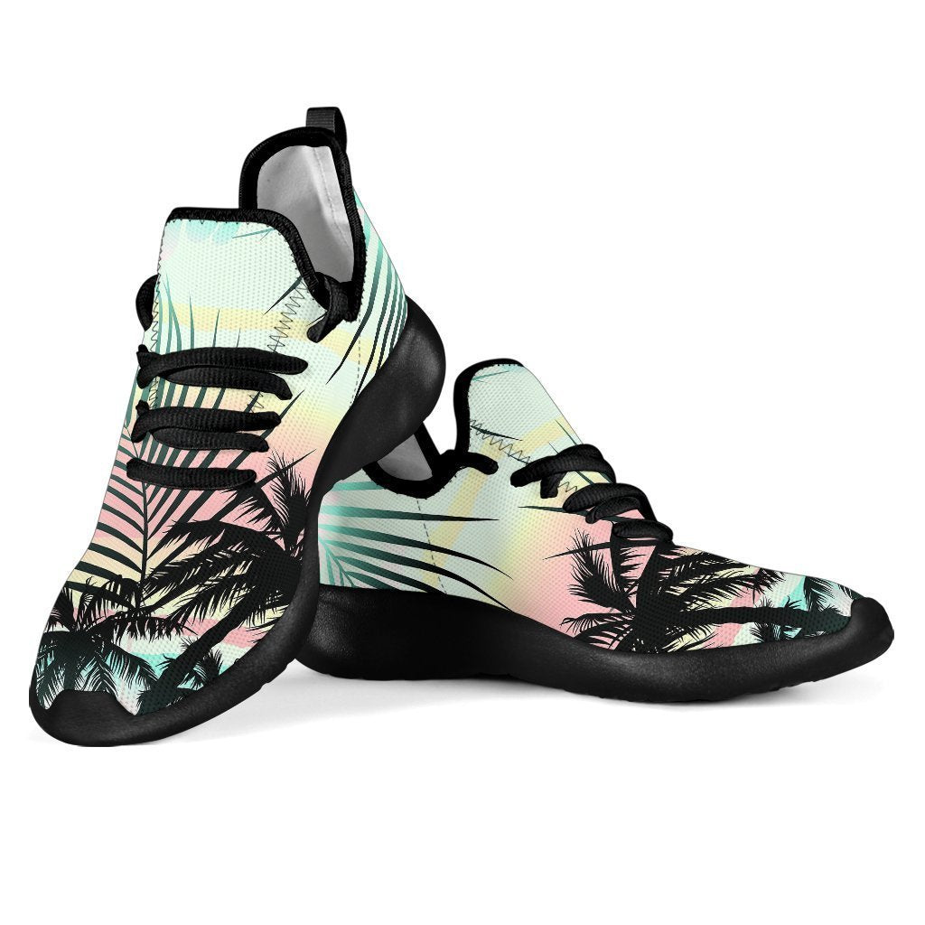 Pastel Palm Tree Pattern Print Mesh Knit Shoes GearFrost