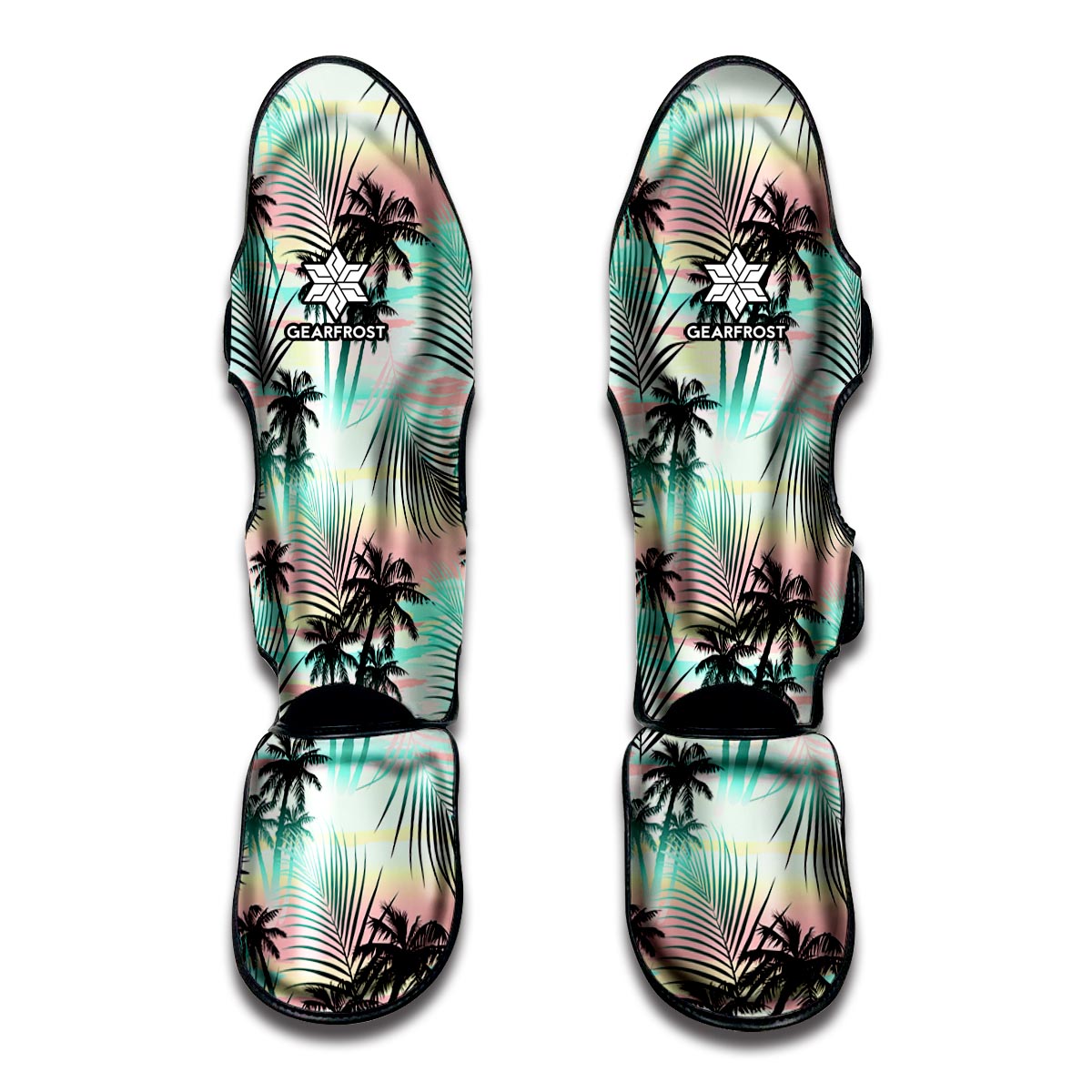 Pastel Palm Tree Pattern Print Muay Thai Shin Guard