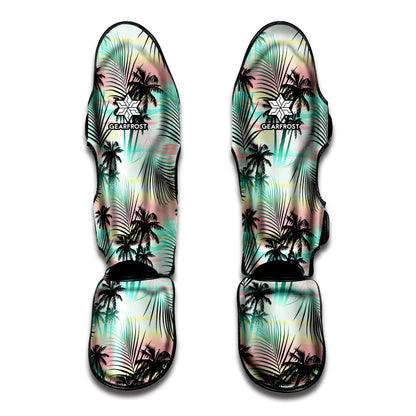 Pastel Palm Tree Pattern Print Muay Thai Shin Guard