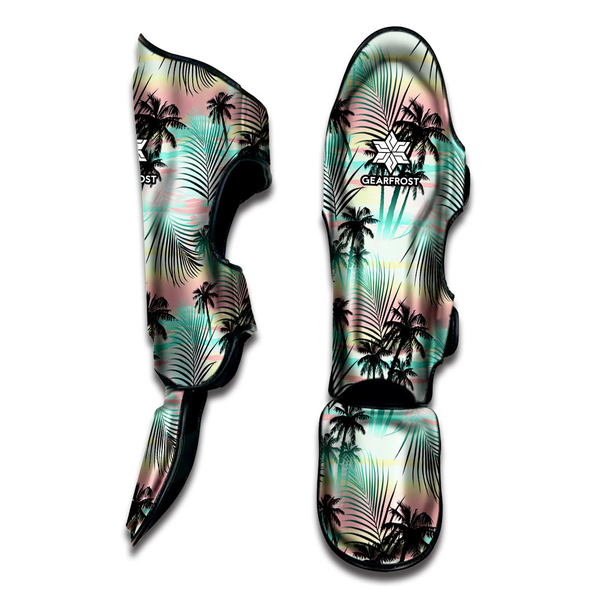 Pastel Palm Tree Pattern Print Muay Thai Shin Guard