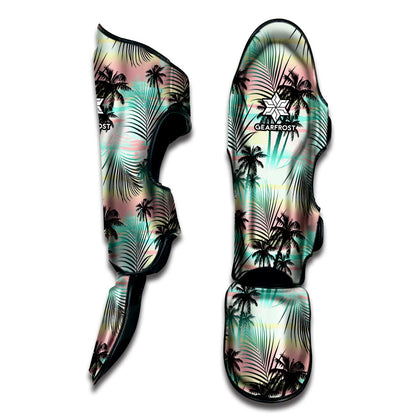 Pastel Palm Tree Pattern Print Muay Thai Shin Guard