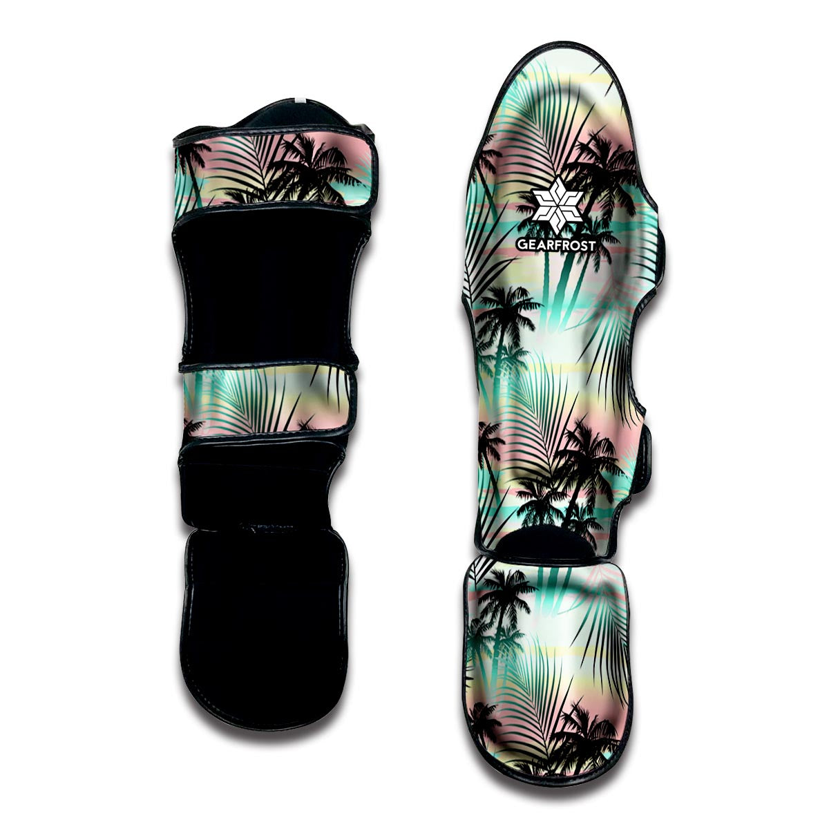 Pastel Palm Tree Pattern Print Muay Thai Shin Guard