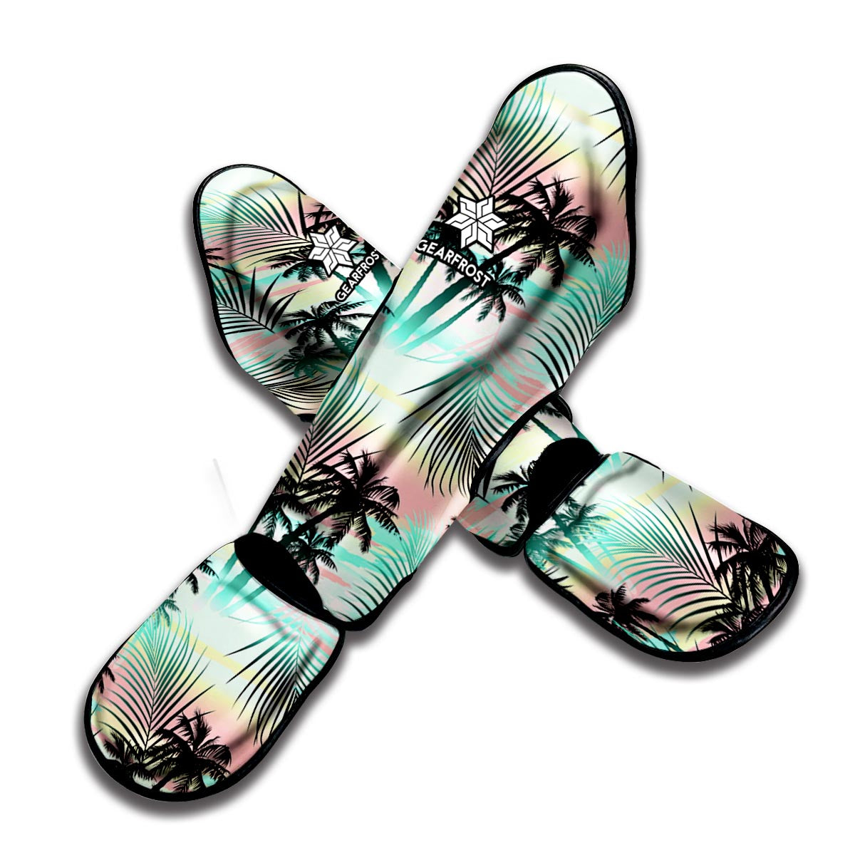 Pastel Palm Tree Pattern Print Muay Thai Shin Guard