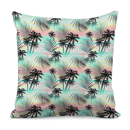 Pastel Palm Tree Pattern Print Pillow Cover