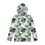 Pastel Palm Tree Pattern Print Pullover Hoodie