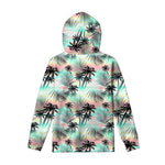Pastel Palm Tree Pattern Print Pullover Hoodie