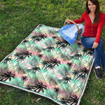 Pastel Palm Tree Pattern Print Quilt