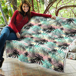 Pastel Palm Tree Pattern Print Quilt