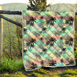 Pastel Palm Tree Pattern Print Quilt