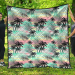 Pastel Palm Tree Pattern Print Quilt