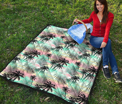 Pastel Palm Tree Pattern Print Quilt