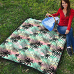Pastel Palm Tree Pattern Print Quilt