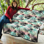 Pastel Palm Tree Pattern Print Quilt