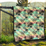 Pastel Palm Tree Pattern Print Quilt