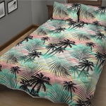 Pastel Palm Tree Pattern Print Quilt Bed Set
