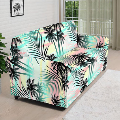 Pastel Palm Tree Pattern Print Sofa Cover
