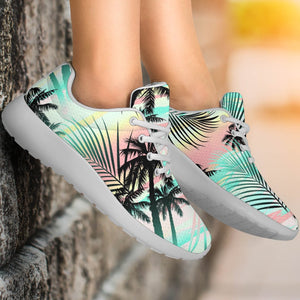 Pastel Palm Tree Pattern Print Sport Shoes GearFrost