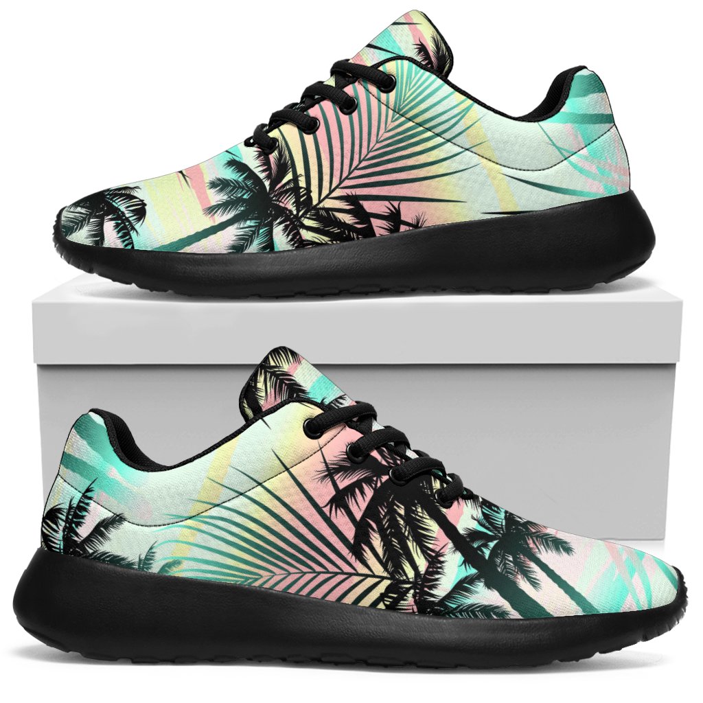 Pastel Palm Tree Pattern Print Sport Shoes GearFrost