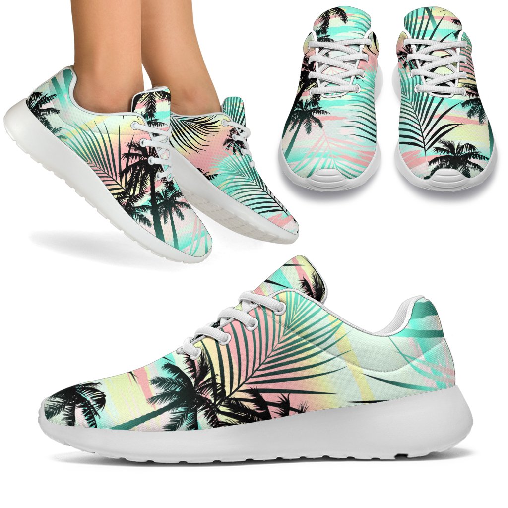 Pastel Palm Tree Pattern Print Sport Shoes GearFrost