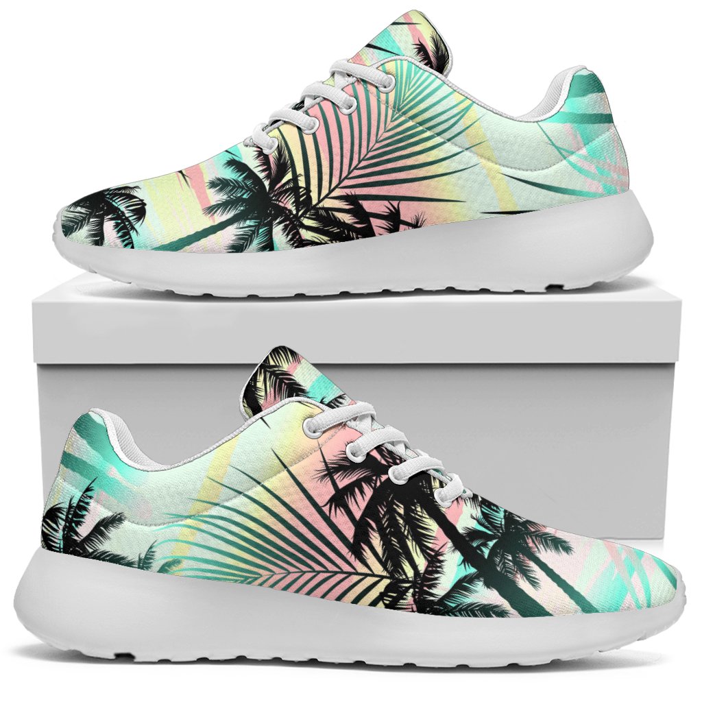 Pastel Palm Tree Pattern Print Sport Shoes GearFrost