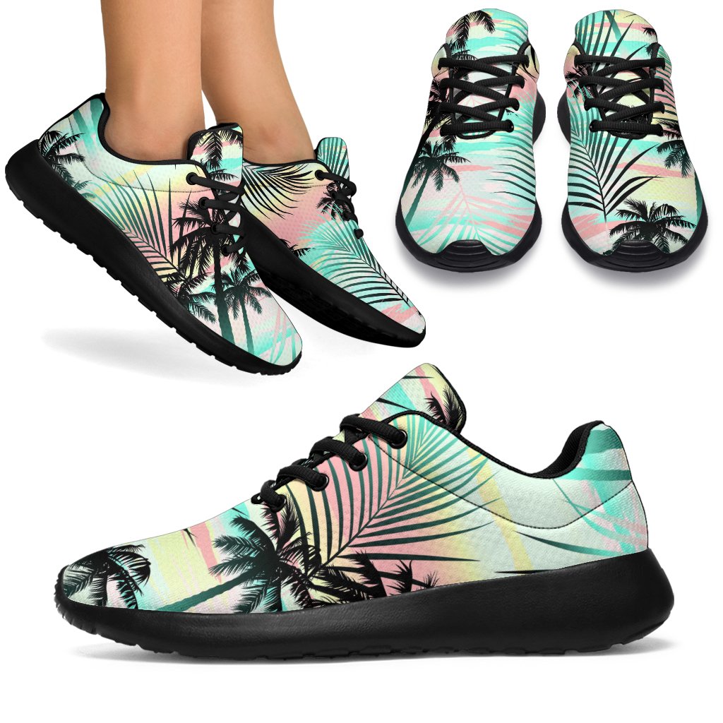 Pastel Palm Tree Pattern Print Sport Shoes GearFrost