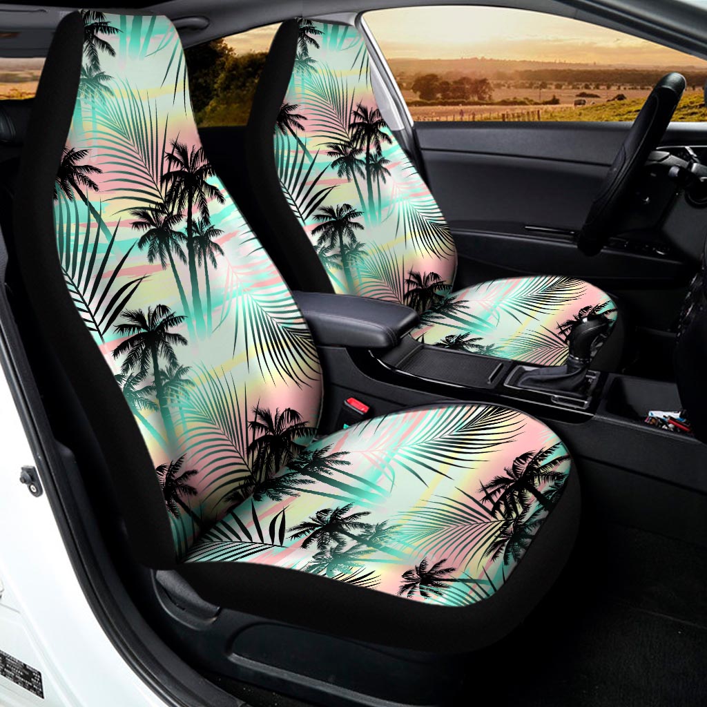 Pastel Palm Tree Pattern Print Universal Fit Car Seat Covers