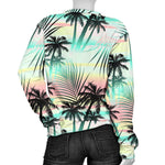 Pastel Palm Tree Pattern Print Women's Crewneck Sweatshirt GearFrost